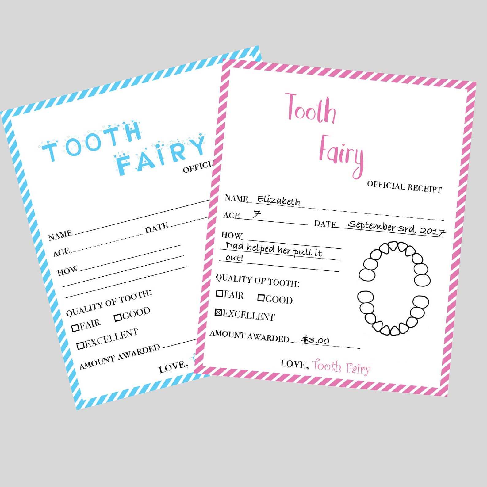 Tooth fairy receipt free template pdf with comments