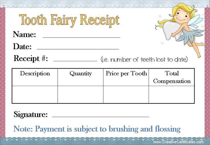 tooth fairy receipt template