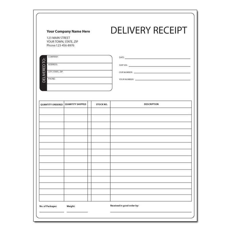 free delivery receipt template
