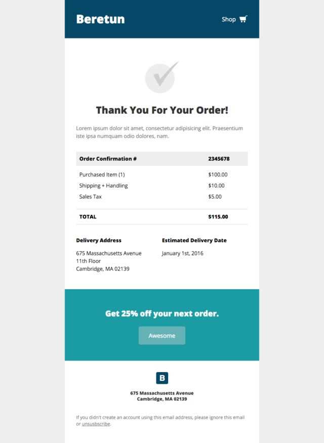 receipt email template html