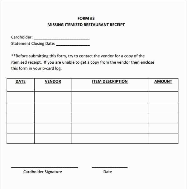 itemized receipt template free