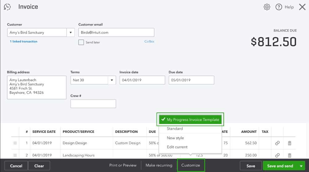 how to edit payment receipt template in quickbooks