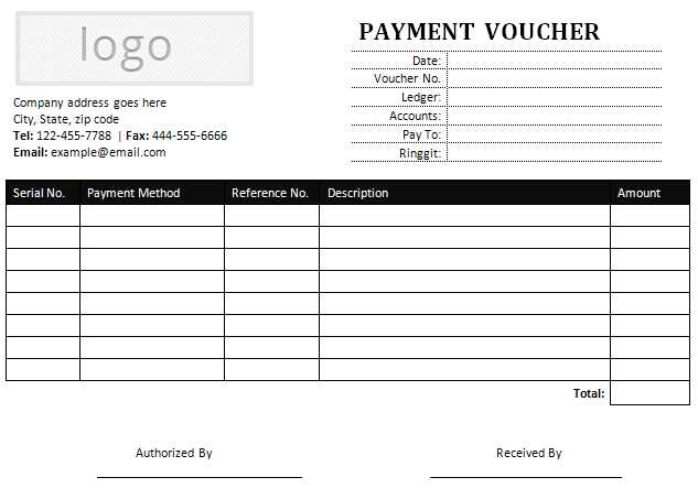 payment receipt voucher template excel