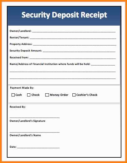 car receipt deposit template