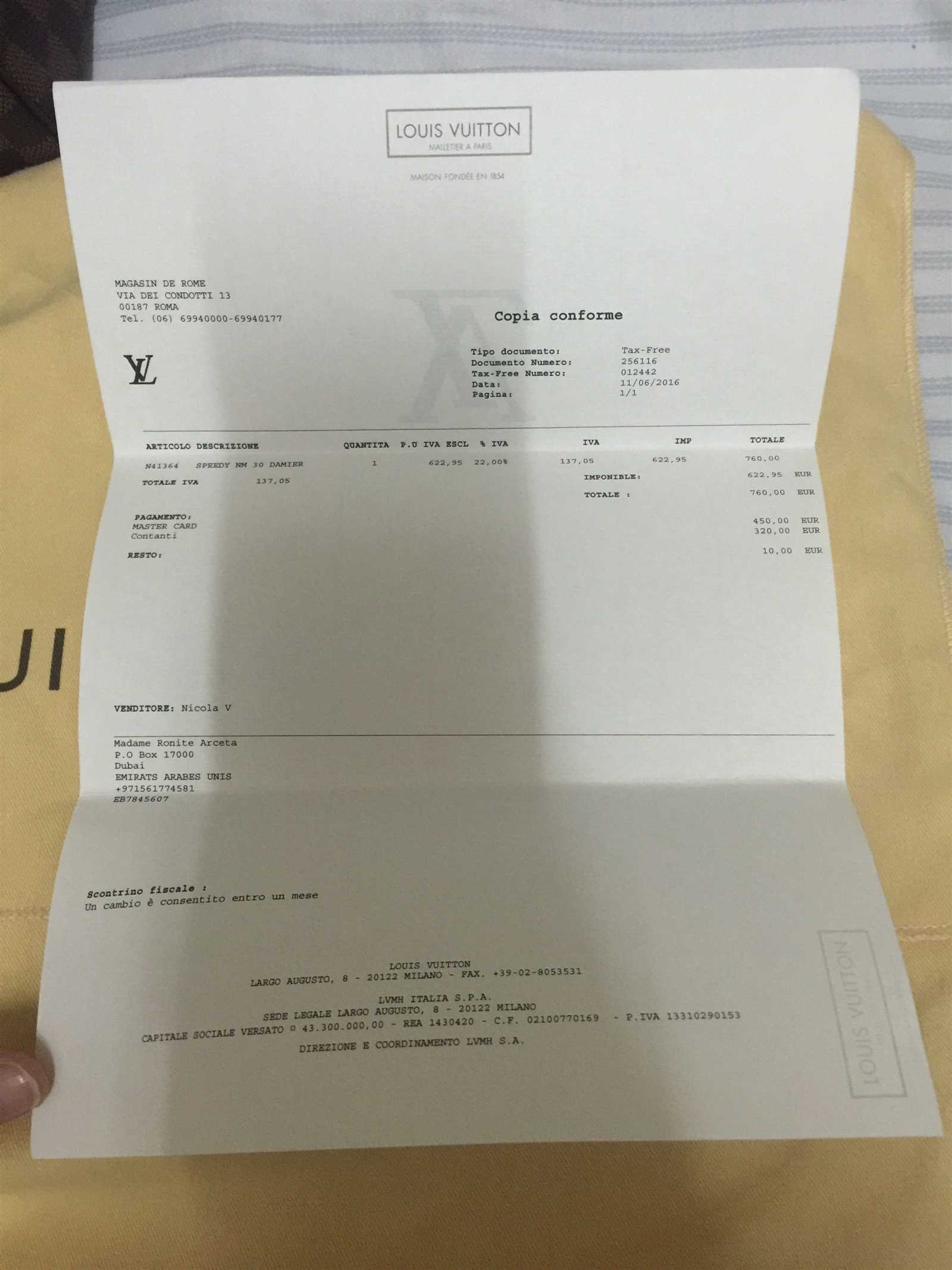 louis vuitton template receipt