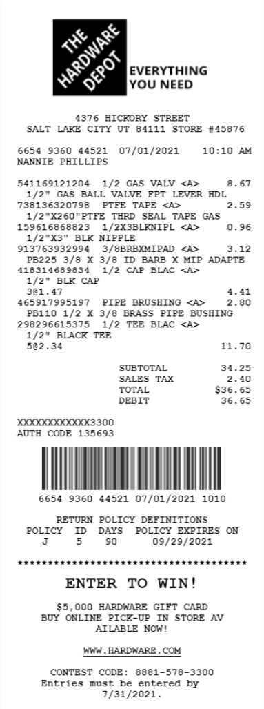 home depot receipt template with restore