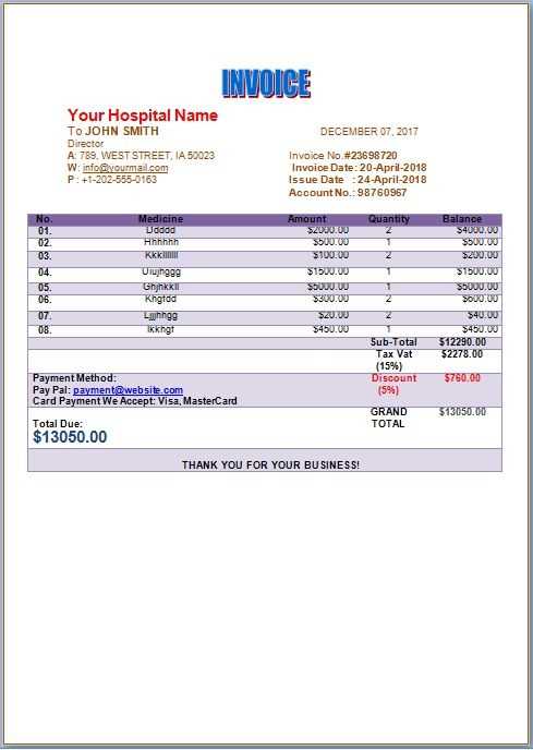 free hospital receipt template