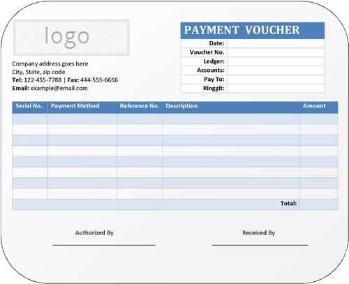 payment receipt voucher template excel