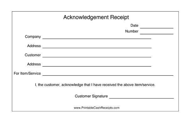 Acknowledgement of receipt of goods template