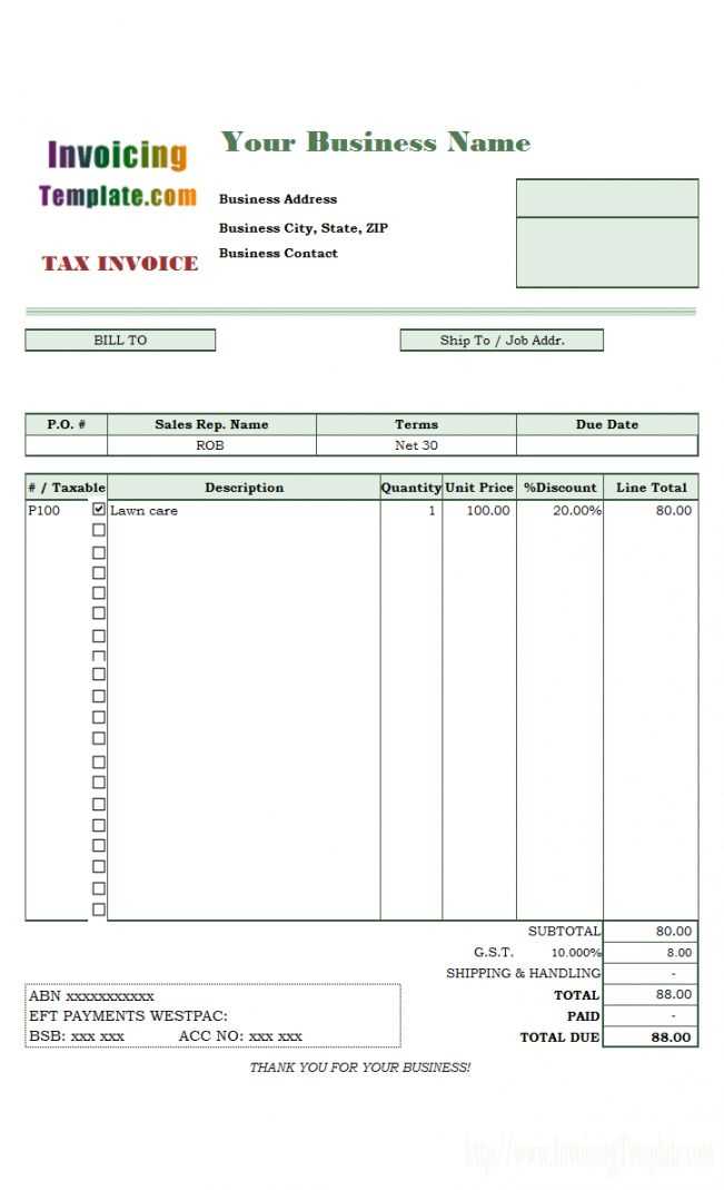 lawn care receipt template