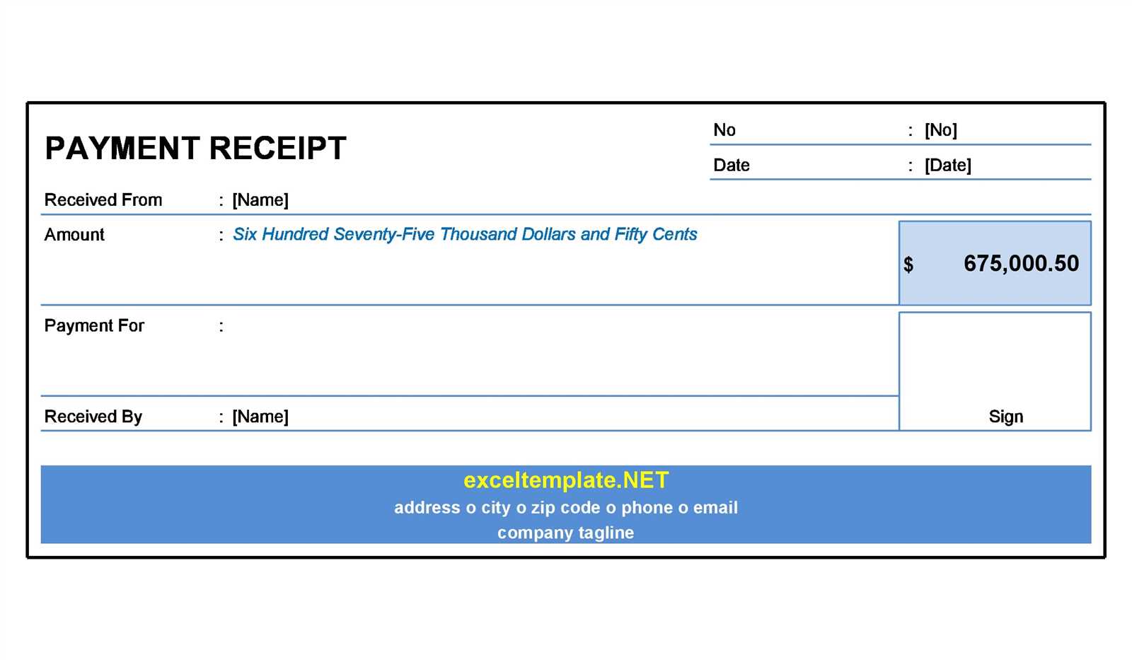 easy payment receipt template