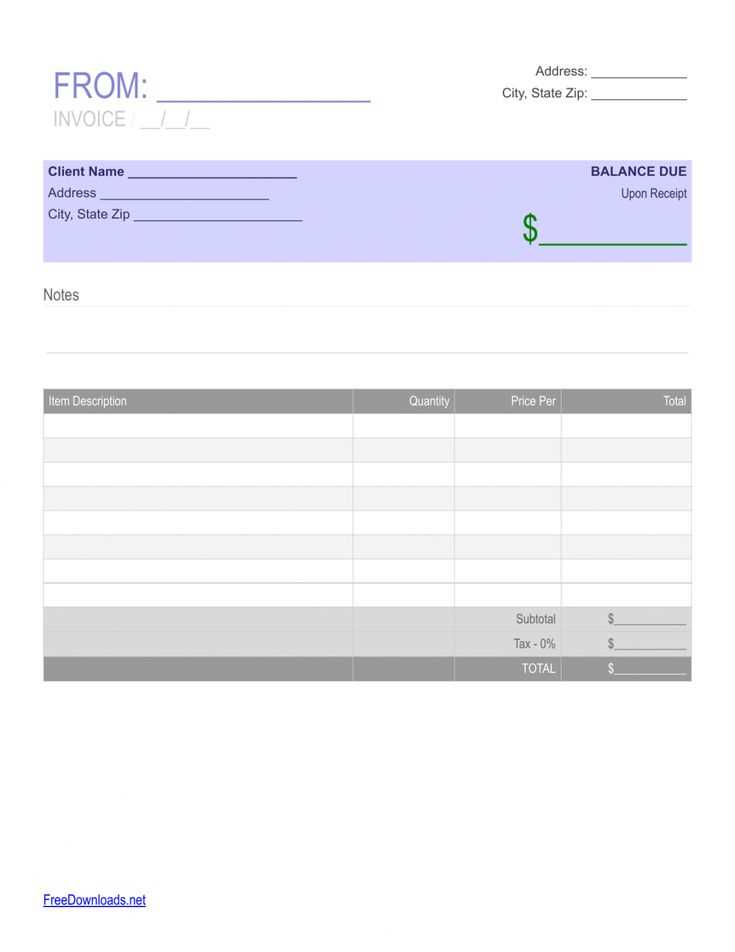 itemised receipt template