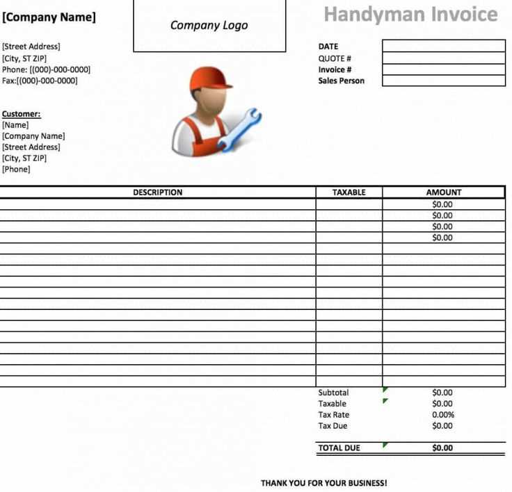 handyman receipt template