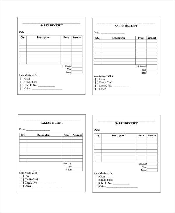 sales receipts templates