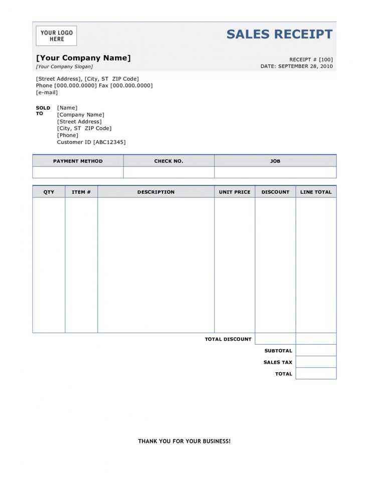 Free basic sales receipt template