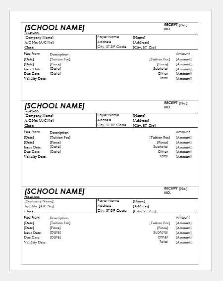 school book receipt template