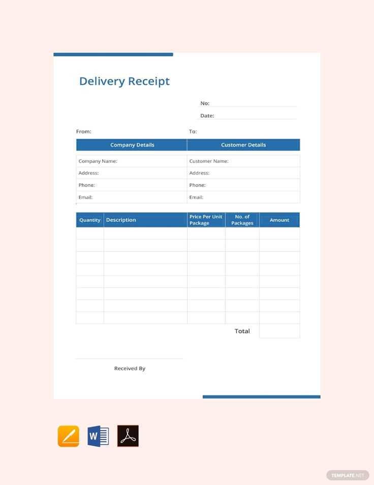 cargo delivery receipt template