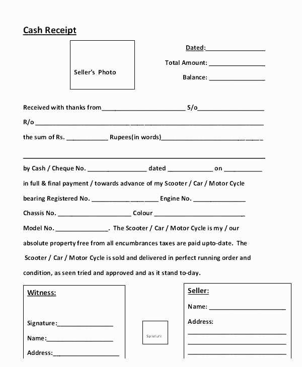 cash receipt template for service