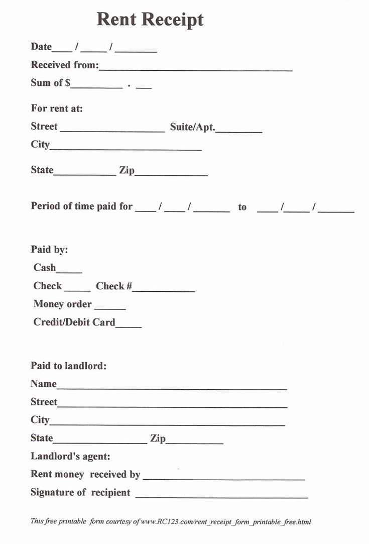 room rent receipt template