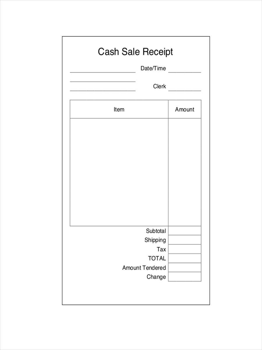 blank template for sale receipt