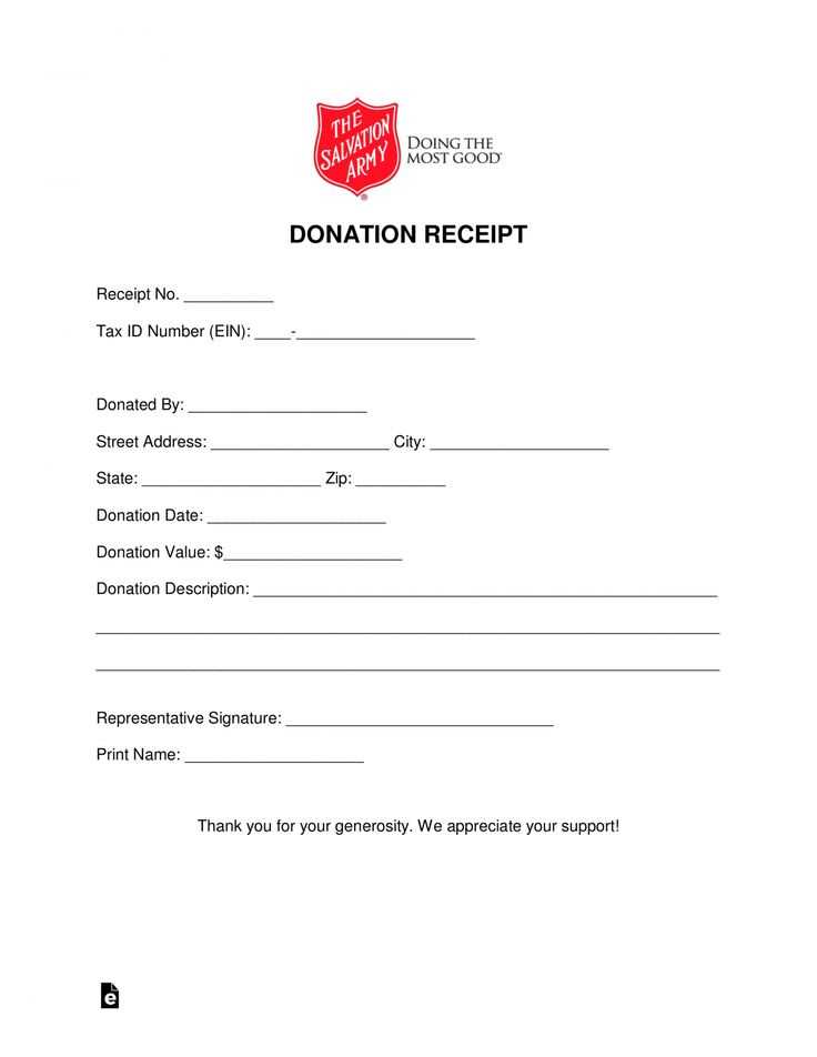 receipt for charitable donation template
