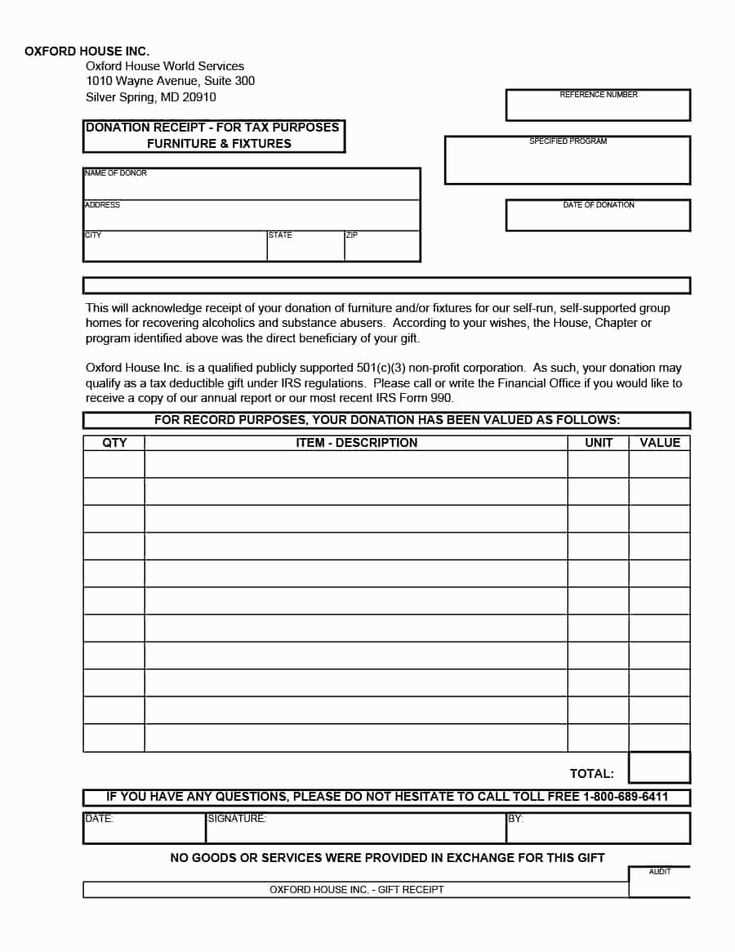 Non profit receipt template