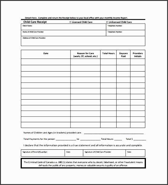 child support receipt template