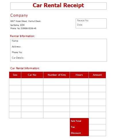 car receipt template word uk