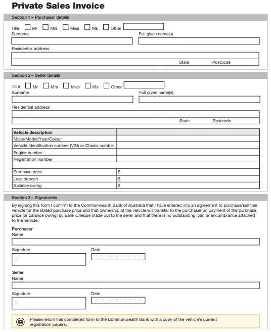 private auto sale receipt template