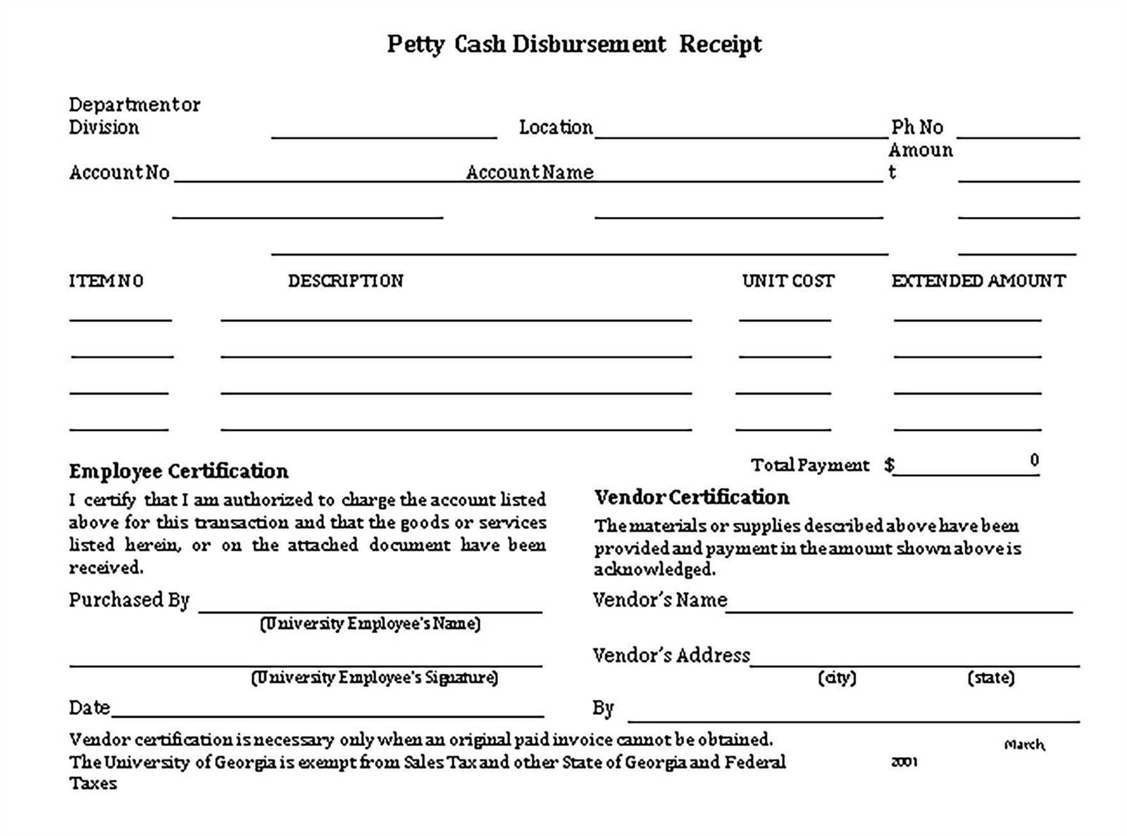 receipt of goods form template
