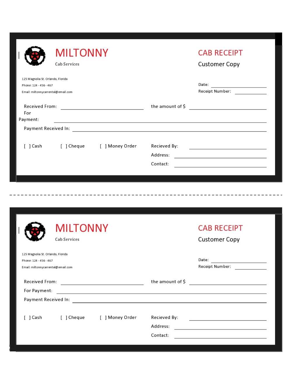 free car receipt template word