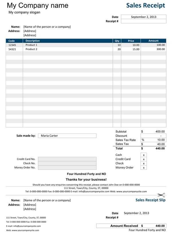 excel hand receipt template