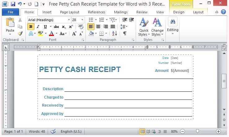 word 2007 receipt template