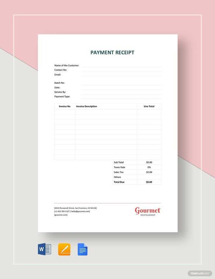 word receipt template mac