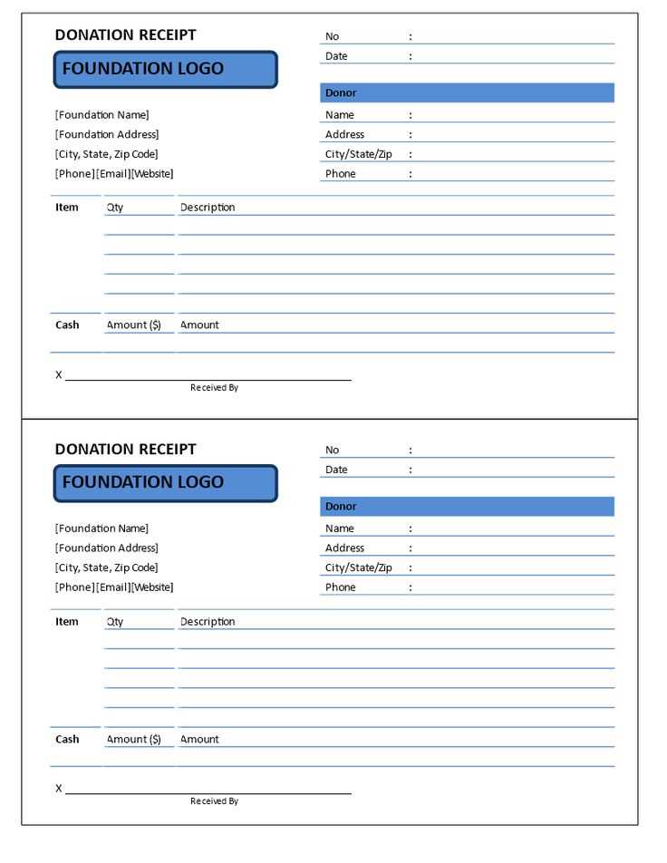 Donor tax receipt template