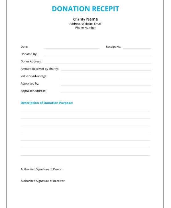 templates for a receipt of donation to a non profit organization