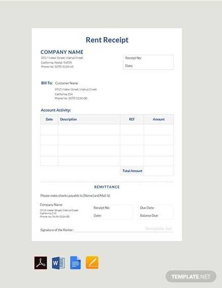 short rental receipt template