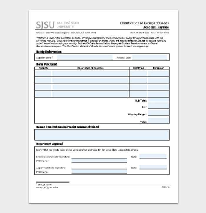 warehouse receipt form template