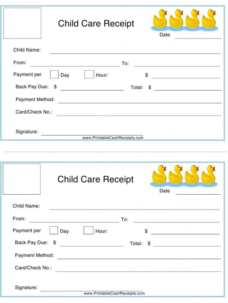 free child care receipt template