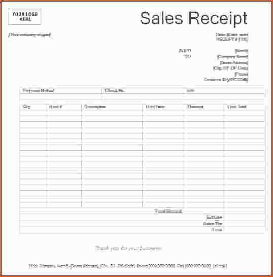 sales receipts free template