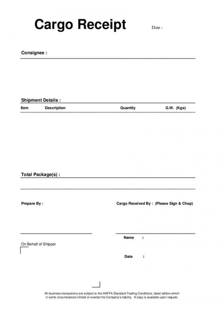 shipment receipt template