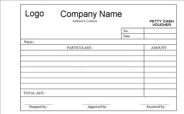 petty cash receipt voucher template