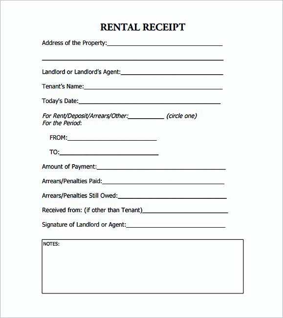 landlord receipt template