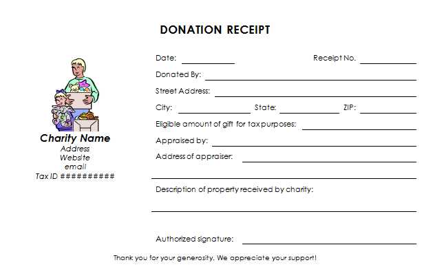 receipt for charitable donation template