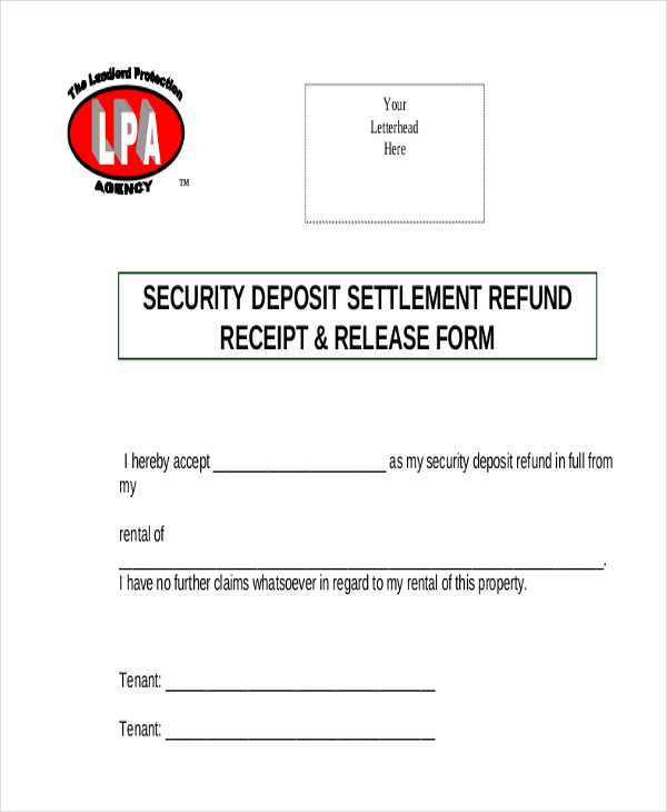 landlord security deposit receipt template