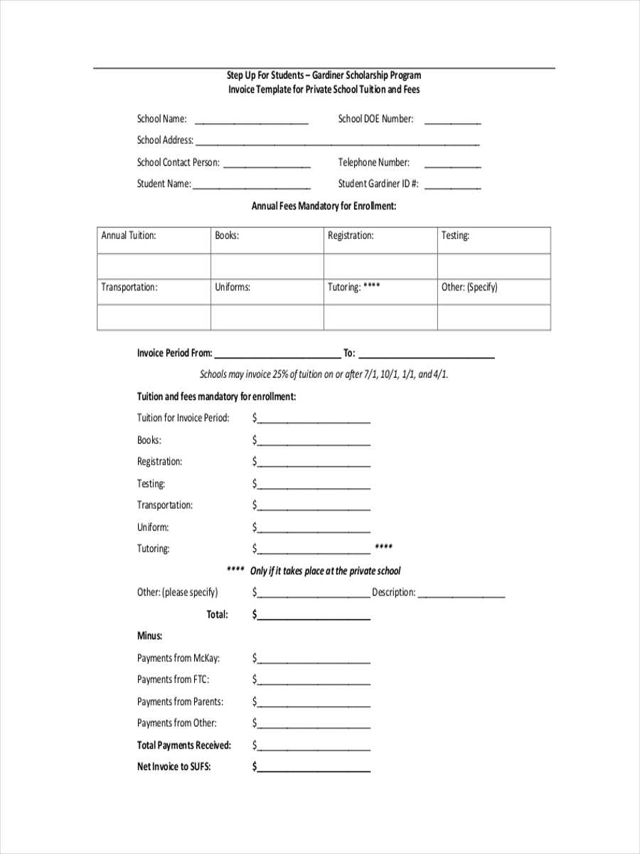 school tuition receipt template