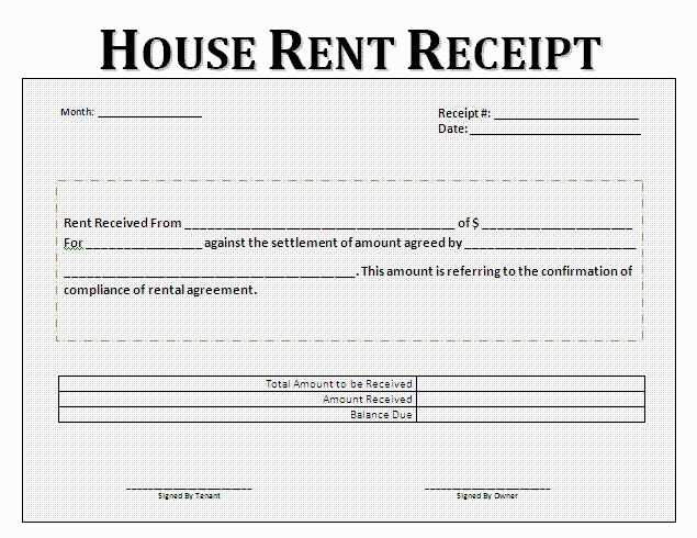 house rent receipt template doc