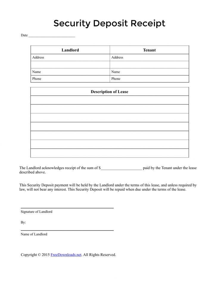 receipt for deposit of dog template